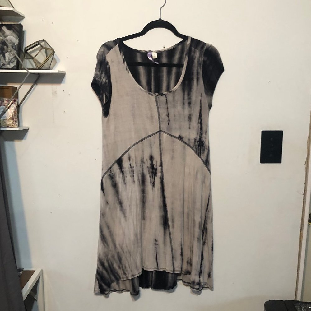 Tie dye grey white jersey knit dress! Size M